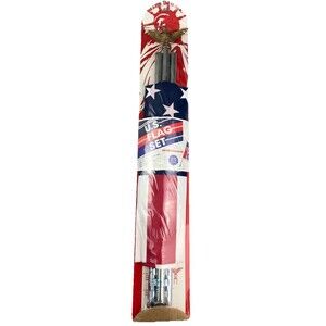VTG U.S. Flag Set 3’ x 5’ with 6’ Steel Pole & Gold Eagle Made In USA New Sealed
